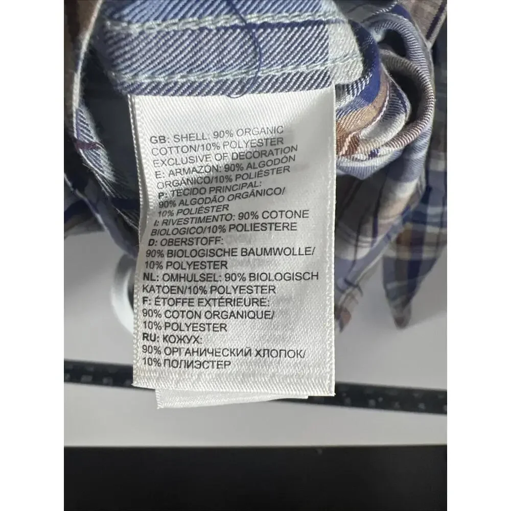 The North Face Blue & Tan Plaid Button Down w/ Pocket Mens Medium Organic Cotton
